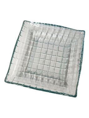 Mid Century Modern Art Glass Tray Grid Pattern Decor for Coffee Table Accent Tra